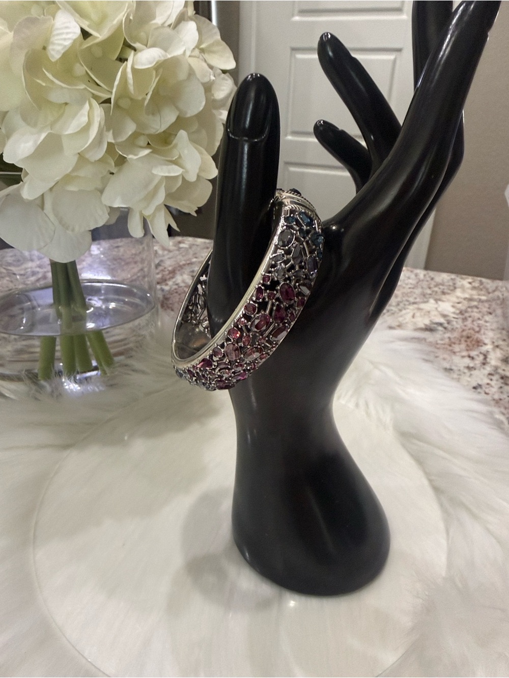💜Brighton One Love Purple Crystal Pavé Statement Bangle Bracelet